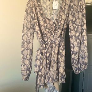 Snakeskin print sheer romper- New